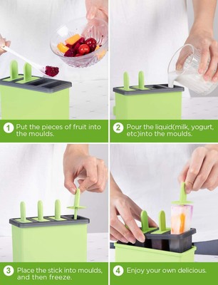 Gelati Gyvazla Stampi Ghiaccioli DIY Stampi per Gelato 13 PCS Popsicle Stampi Riutilizzabili Set con Pennello di Pulizia e Imbuto Pieghevole e Vassoio Sorbetti per La Preparazione di Ghiaccioli 