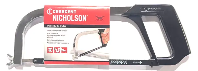 Nicholson General Purpose Hacksaw 10" & 12" Blade Cuts Metal Plastic Wood 80951