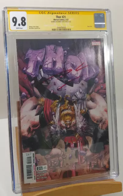 Thor #21 CGC 9.8 NM/MT SS Signed Donny Cates 1st Full App God of Hammers