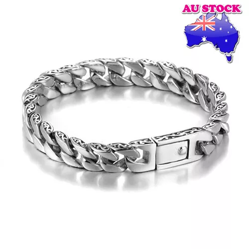 Wholesale 316L Surgical Steel Chain Link Buckle Mens Bracelet Bangle Gift