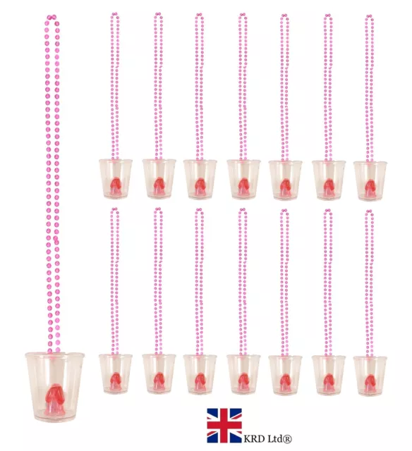 WILLY SHOT GLASS NECKLACE Novelty Fancy Dress Hen Do Party Night Cup Pink Lot UK