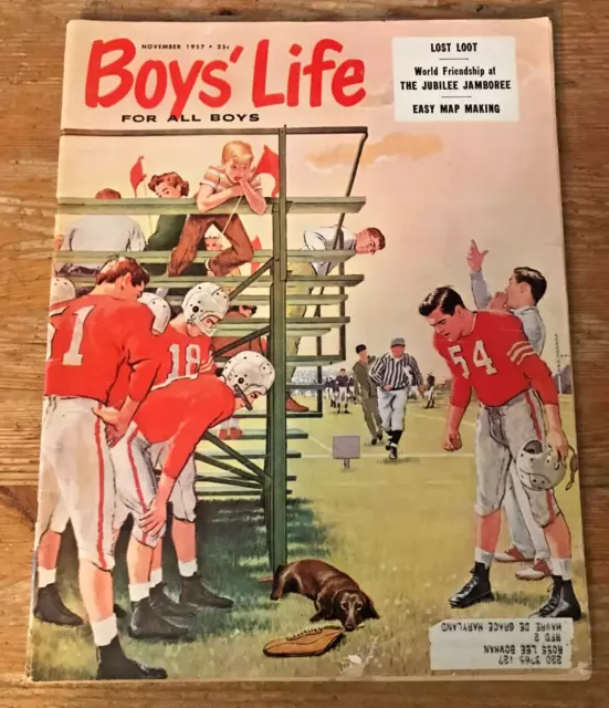 Boys Life Magazine November 1957 Football Art Vintage Kids