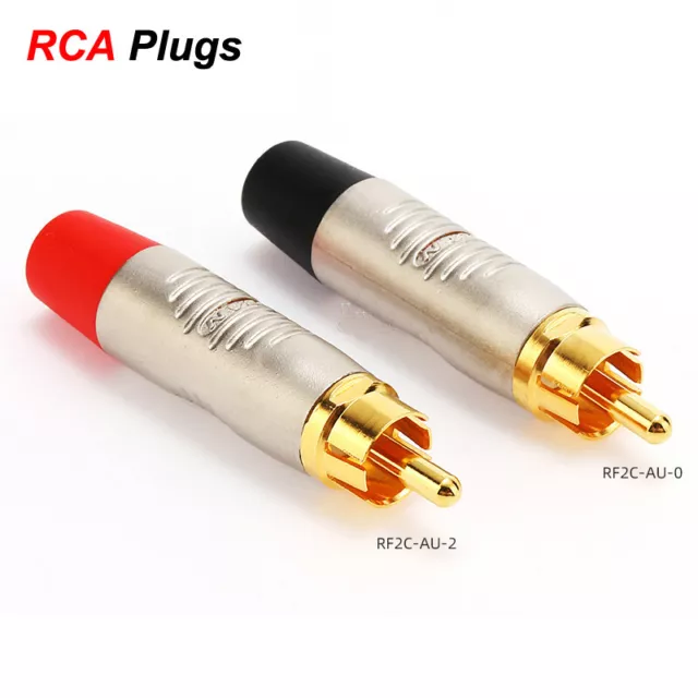 REAN Phono RCA Plugs Gold Plated Male Plug Non Solder Audio Connectors