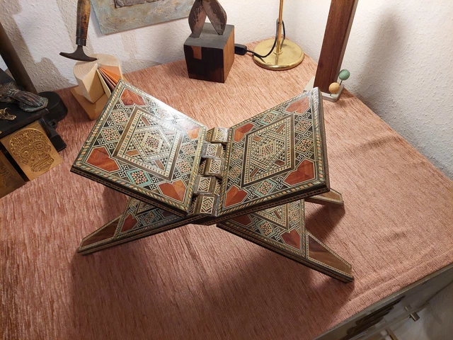 Prachtvoller KORAN LESETISCH Holz Intarsien LESEPULT  ISLAM Quran HANDARBEIT 2