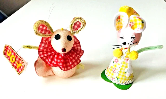 Leewards Morris Mouse Styrofoam Ornament & Cardboard Mouse Figure Japan Vintage