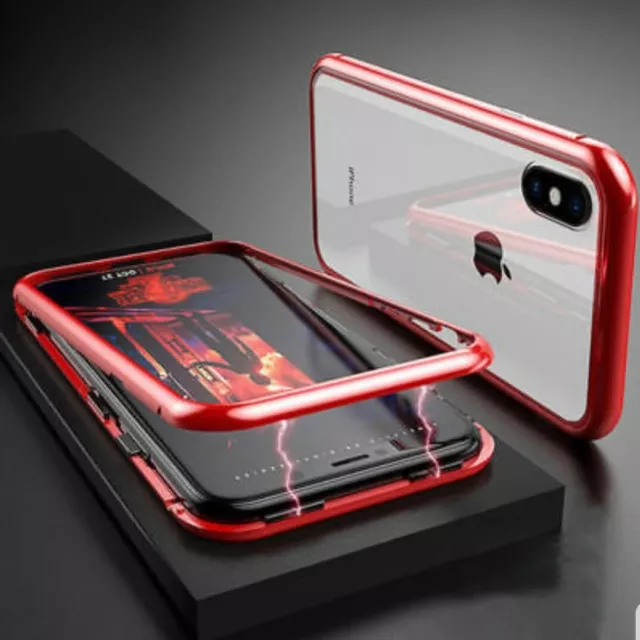 Magnetische Adsorption Metall Schutz Hülle Case Cover für iPhone X / XS in Rot