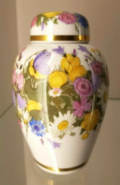 Nymphenburg Porzellan Deckel Vase, Dose Urne, signiert Rudolf Sieck, Goldrand