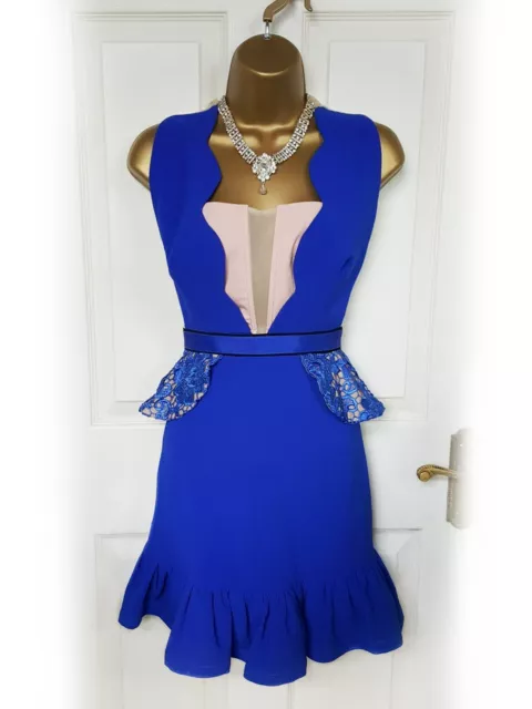 THREE FLOOR Royal Blue Lace Peplum Occasion Dress, size 8 - BNWT