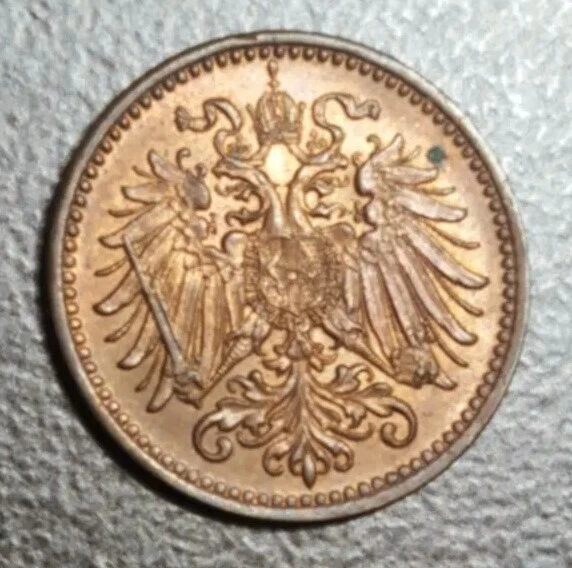 1911 Austria 1 Heller Red Au Unc Old Bronze Coin Lustrous Km 2800