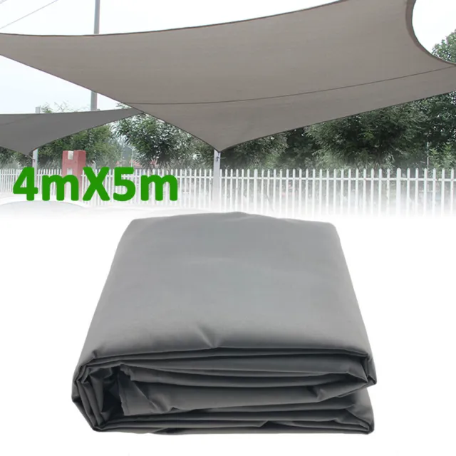 4 x 5 m Wasserdicht Sonnensegel Rechteck UV-Sonnen-Schutz Grau Terrasse Balkon