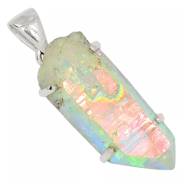 Treated Angel Aura Quartz 925 Sterling Silver Pendant Jewelry ALLP-24196