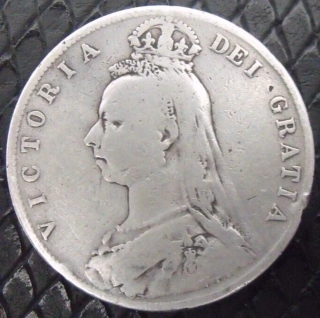 1890 VICTORIA SILVER HALF CROWN  ( .925 Silver )  British 2/6 Coin.  777