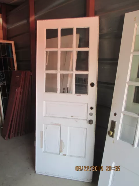 Exterior Wood Door 9 Panes Glass 2 Vertical Panels 1 Horizontal 32 X 83 We Ship