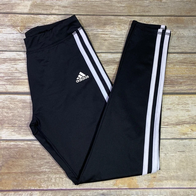 Girls Adidas Track Pants Youth Large 14 Active Sporty Black with White Stripes e