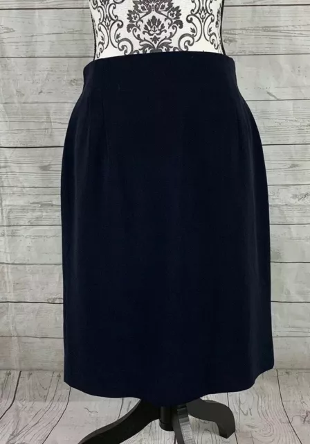 Rena Rowan For Saville Women's Size 12 Black Pencil Skirt Lined Back Zip Slit