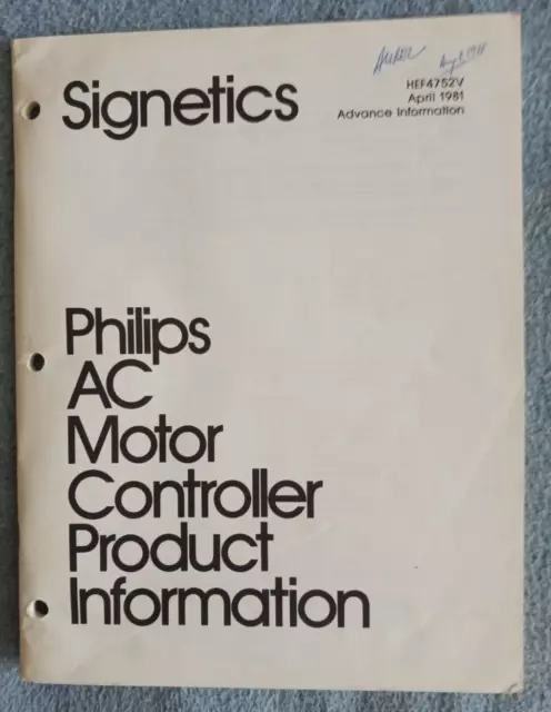 Vintage 1981 Signetics-Philips AC Motor Controller Product Information