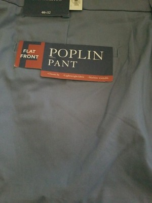Croft Barrow Poplin Pant Flat Fron Classic Fit Mens Blue 410Infinity Size 40X30