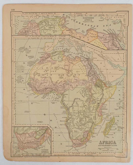 AFRICA MAP / Africa and the Adjacent Islands 1877