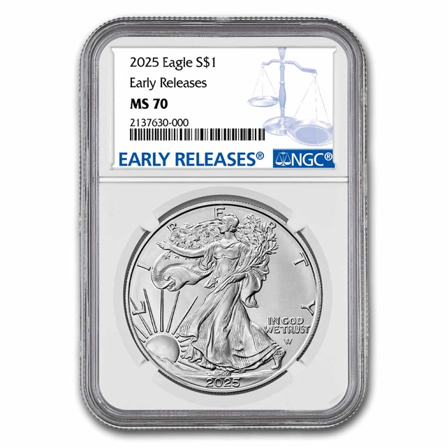 2025  W  $1 1 Oz Silver Eagle PCGS MS70 First Day Of Issue Struck At West Point Label