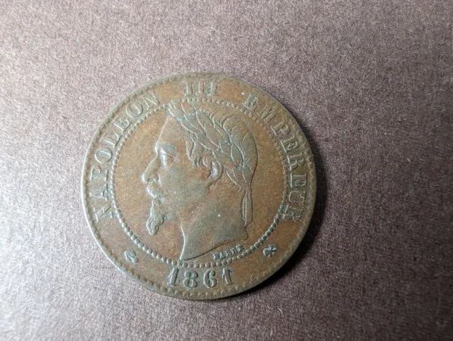 France: Monnaie 2 centimes Napoléon III tête laurée 1861"K"-Ref 57