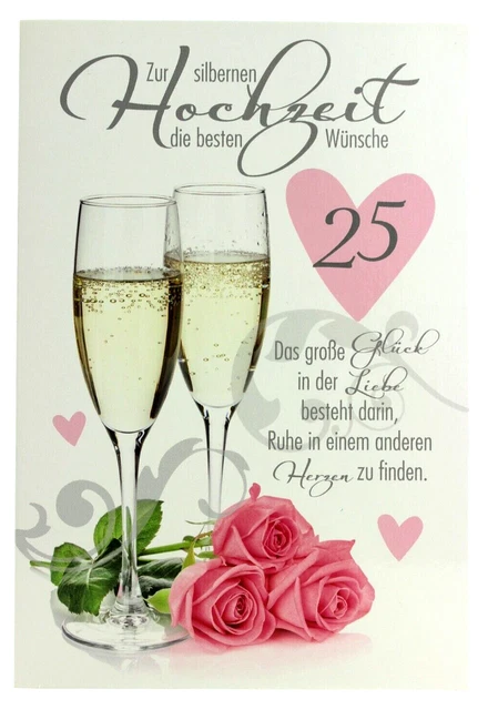 KARTE ZUR SILBERHOCHZEIT mit Spruch Grußkarte Silber Hochzeit