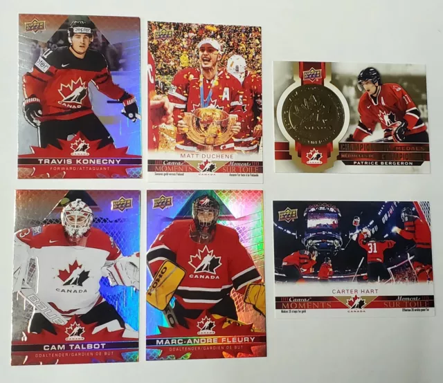 2021-22 Upper Deck Tim Hortons Team Canada Lot Hart Fleury Bergeron + NHL Hockey