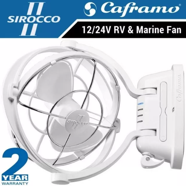 Caframo Sirocco II Fan 12/24V White 12V 24V for Caravan Boat RV Cabin Sirocco 2