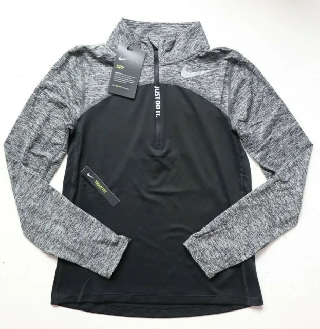 Nike Dri Fit Running Long Sleeve Half Zip Top - Black Cd7502-010 Girls Xs M