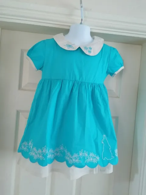 B) BNWT Powell Craft England Girls Turquoise Dress Size 6-7 Years