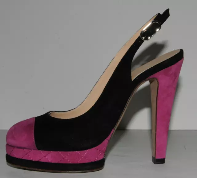 $1175 NEW CHANEL Black Pink Slings Quilted Platform SANDALS SHOES bag 37  6.5 $699.99 - PicClick