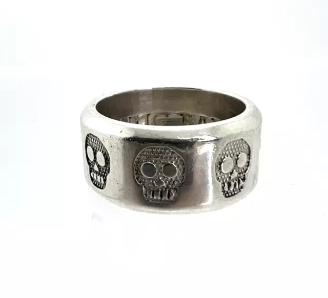 King Baby Studio Sterling Silver Skull Band Ring Size 8 3