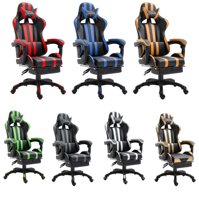 Gaming Stuhl mit Fußstütze PU Schreibtischstuhl Bürostuhl Chefsessel vidaXL