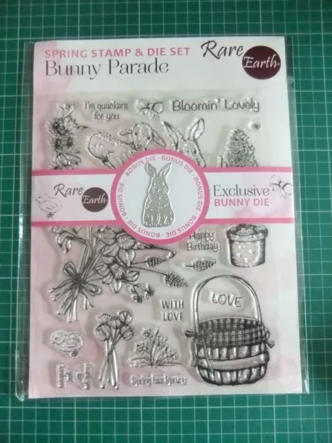 Rare Earth ''Bunny Parade'' Clear Acrylic Stamps & Die Set