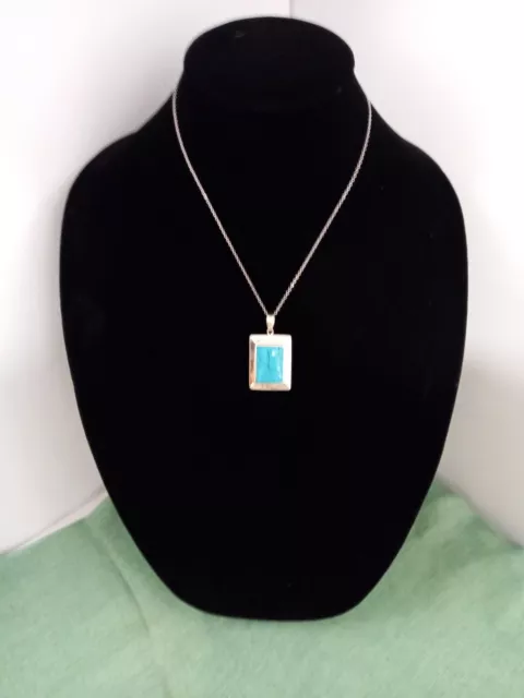 Turquoise 925 Sterling Silver Pendant Charm Love Necklace Blue & Free Chain Lot