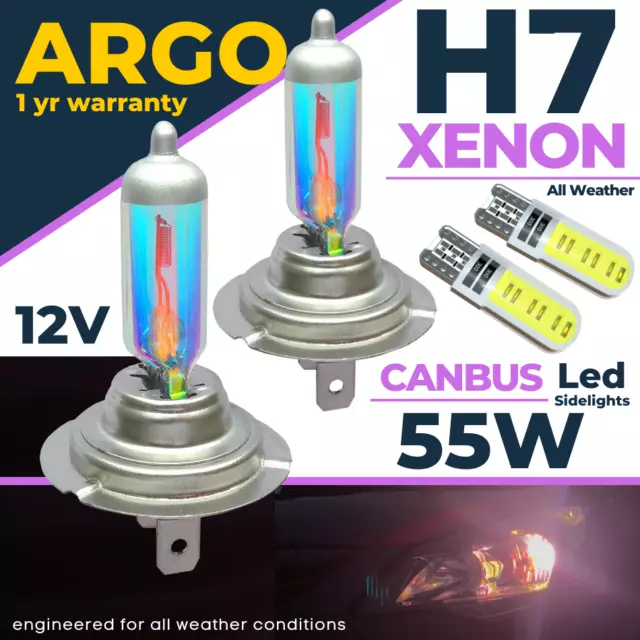 H7 55w Xenon White Headlight Bulbs All Weather 501 Led Side light 477 Hid 12v