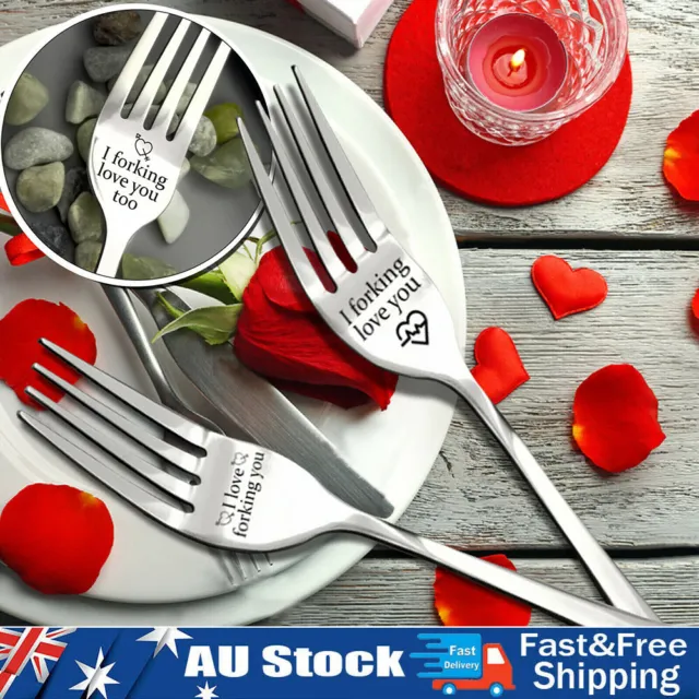I Forking Love You+Gift Box Engraved Stainless Steel Fork for Family Friends AUS