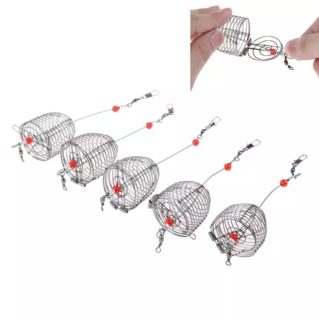 5PCs Wire Fishing Lure Cage Fish Bait Cage Fishing Trap Basket Feeder HoldeEL