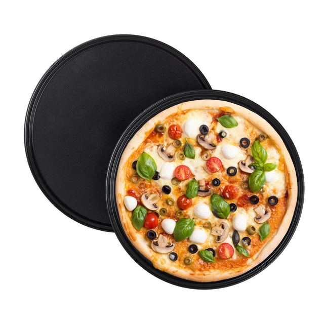 Juego de 2 bandejas pizza horno, Bandeja horno antiadherente, Plato pizza