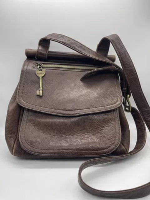 Fossil 1954 Brown Leather Crossbody Bag Purse 75082