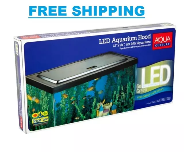 LED Light Fish Tank Hood For 20/55 Gallon Aquarium Lightweight Design Tropical