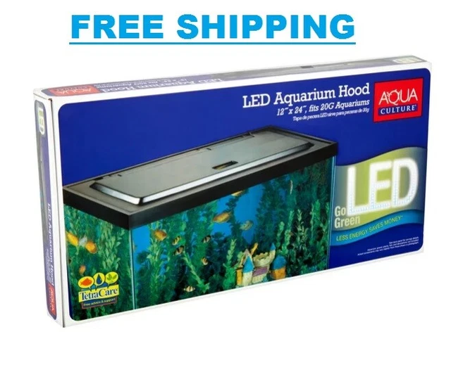 LED Light Fish Tank Hood For 20/55 Gallon Aquarium Lightweight Design Tropical