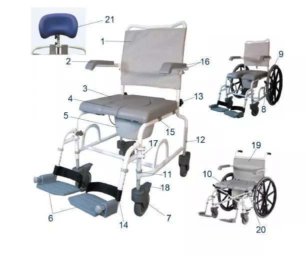 Drive Medical Dusch-toilettenrollstuhl DuoMotion Ersatzteile