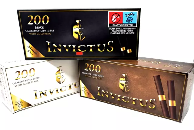 Invictus BLACK premium EMPTY Cigarette Filter Tubes 200 tubes-make