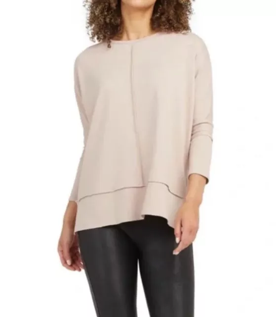 Spanx Perfect Length Dolman Sleeve Top Womens Small Beige Nude 3/4 Sleeve Soft
