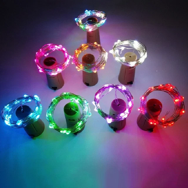 20 LED Fairy String Lights Wine Bottle Copper Cork Wire Lamp Xmas Party Decor