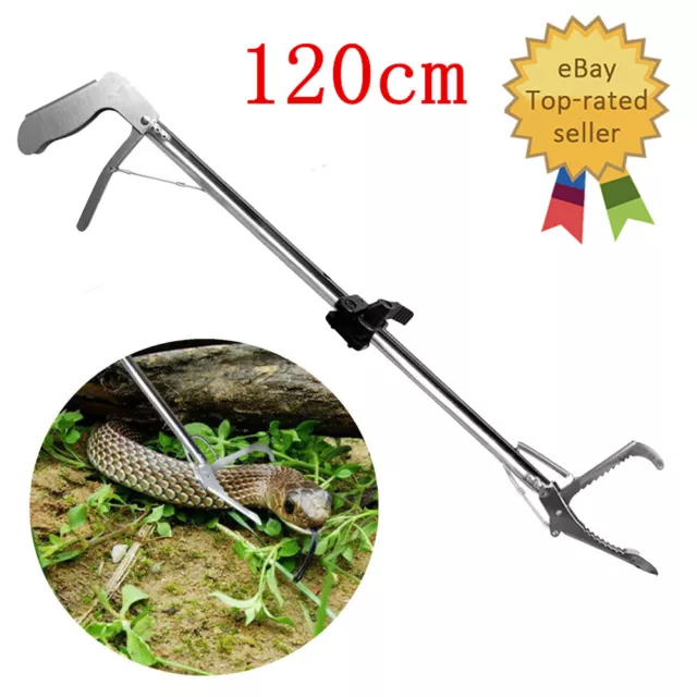 Reptile AU Snake Tongs Catcher Wide Foldable 120cm Stick Grabber Jaw Tool