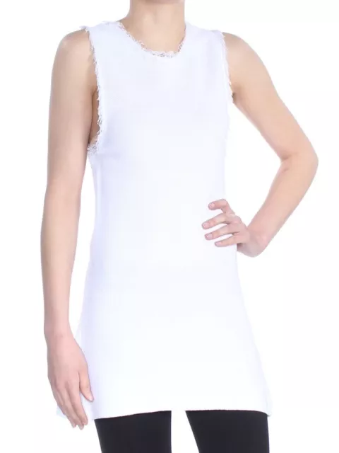 RACHEL ROY Womens White Fringed Sleeveless Cocktail Sweater Size: XS 3