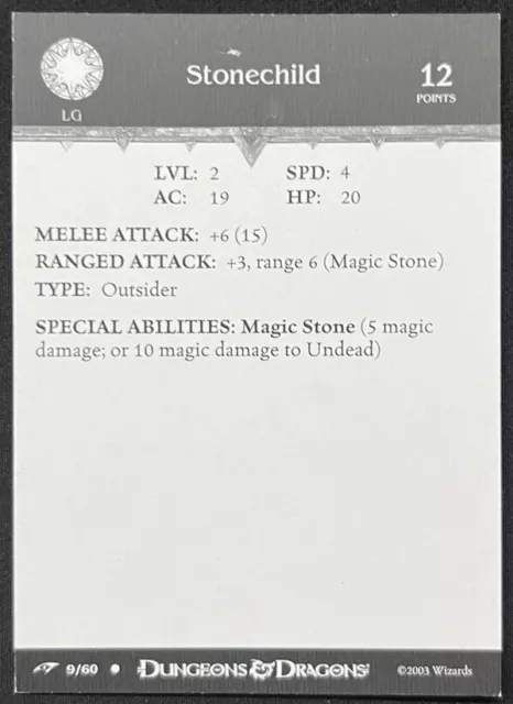 D&D~Stonechild~9/60~Dragoneye~Miniatures Card~Wizards