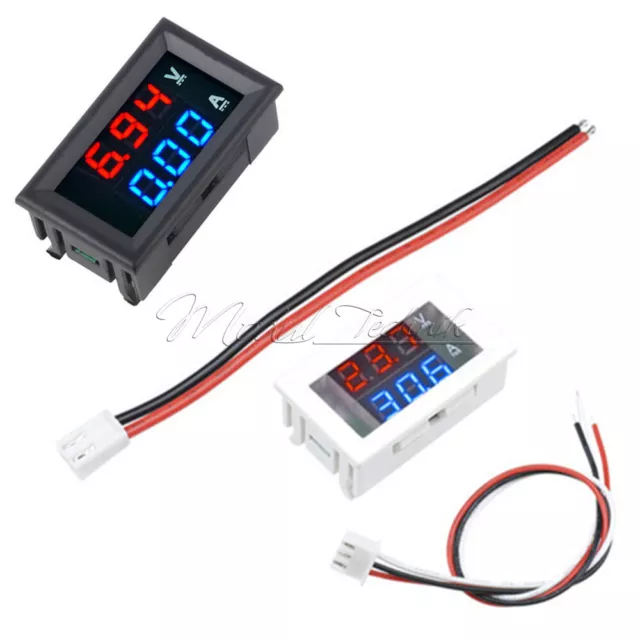 Digital DC 100V 10A Voltmeter Ammeter Blue + Red LED Dual Volt Amp Meter Gauge