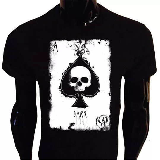 T-shirt teschio Ace of Spades SCRITTA Rock Goth Punk Metal Biker gotico